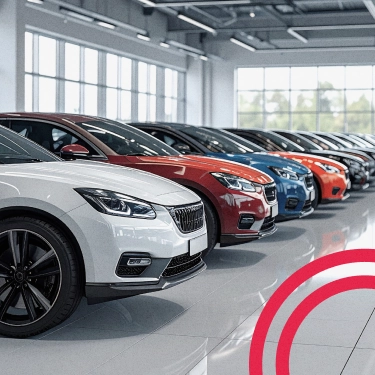 Vários carros em uma concessionária