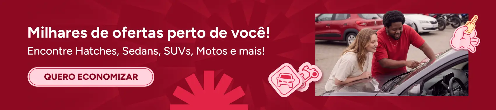 Banner da Webmotors destacando ofertas em Hatches, Sedans, SUVs, Motos e mais.