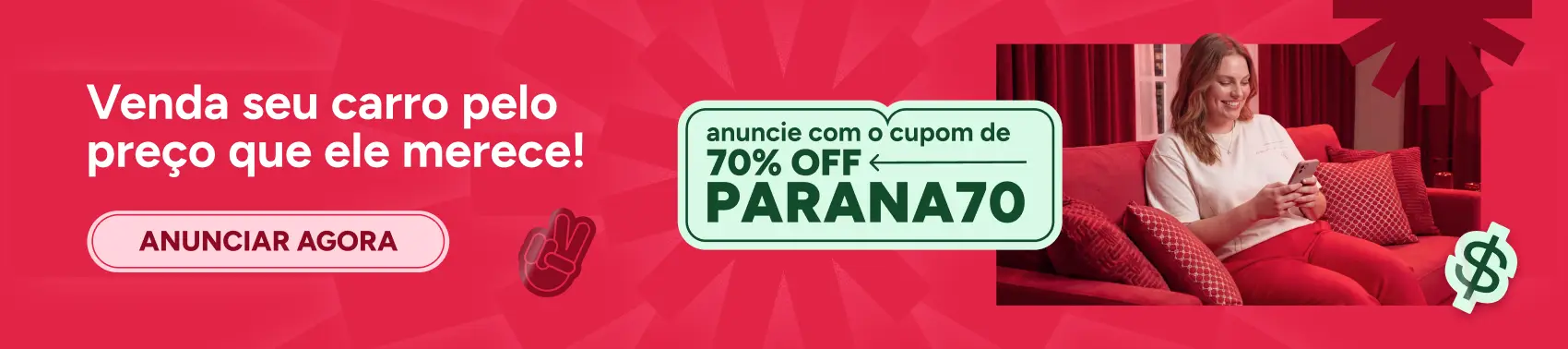 Banner da Webmotors destacando cupom de 70%OFF no Paraná.