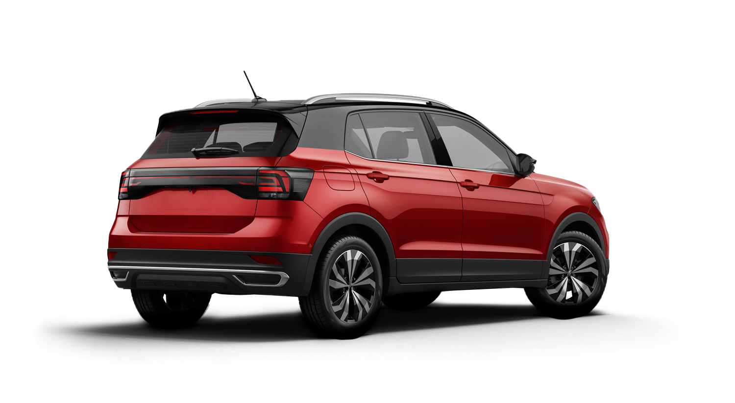 Carro T-Cross vermelho com um fundo branco, representando a busca de veículo na Webmotors